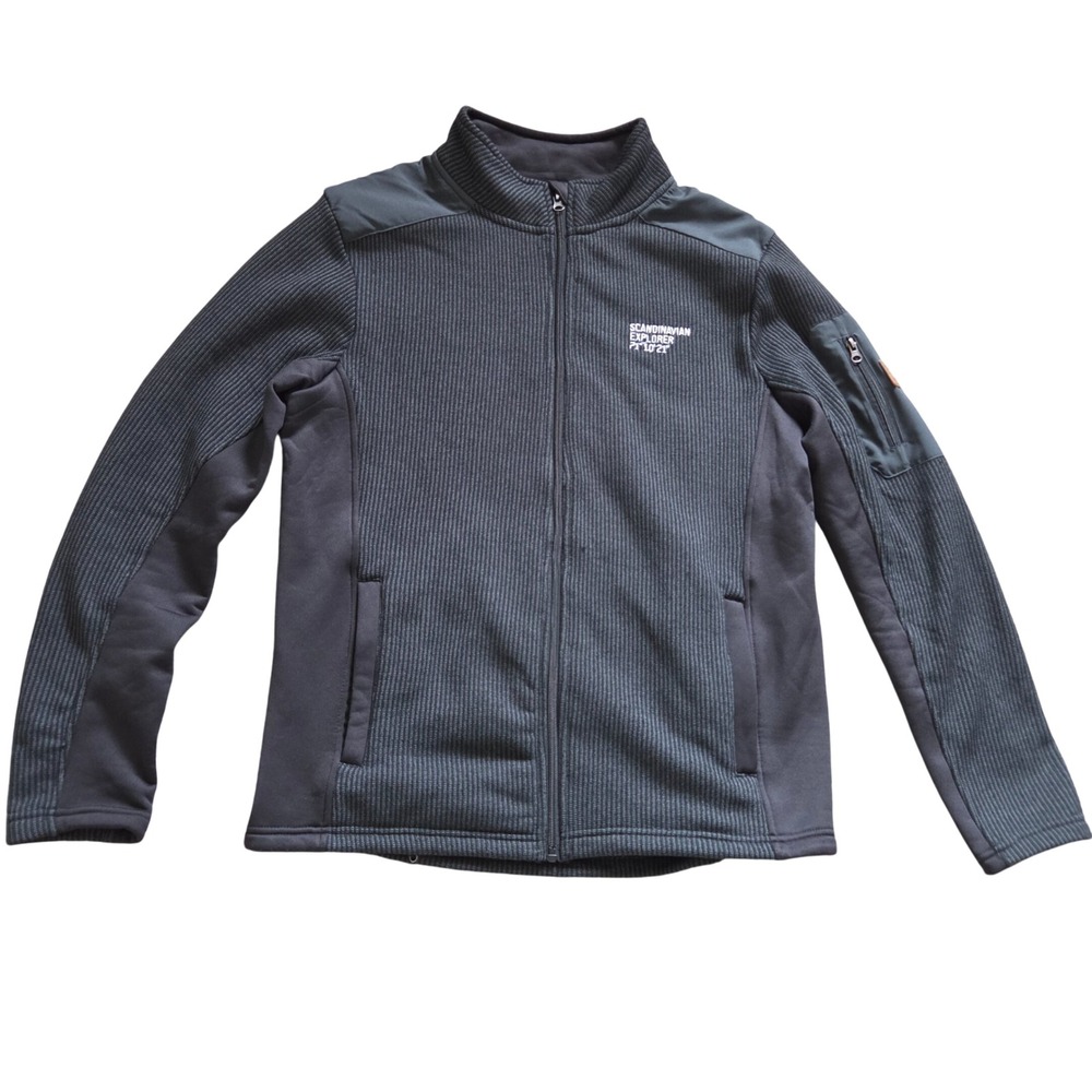 Scandinavian Explorer Full Zip Ribbed Fleece Jacket Mens L Gray Nordic Outdoors